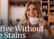 woman smiling drinking coffee