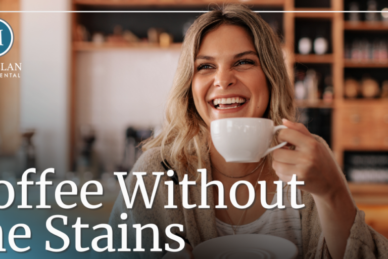 woman smiling drinking coffee
